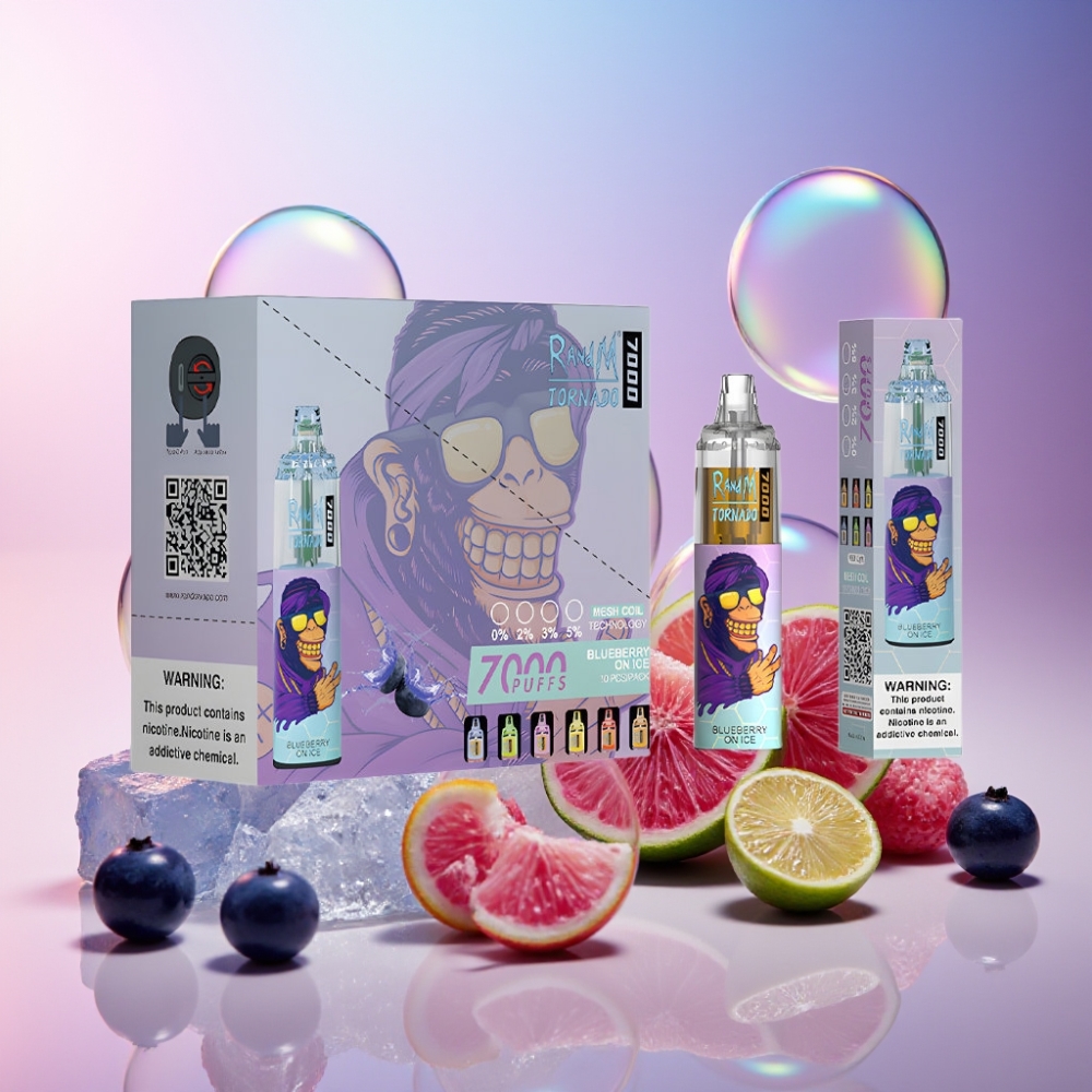 Fumot Tornado 7000 Einweg-Vape - Blaubeere Eis - 7000 Züge, 14 ML E-Liquid, 850 MAH, Mesh Coil, Schweiz Großhandel