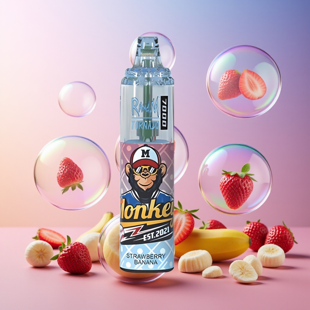 Fumot Tornado 7000 Einweg-Vape Erdbeer Banane - 7000 Züge, 14 ML, Mesh Coil, Schweiz Großhandel