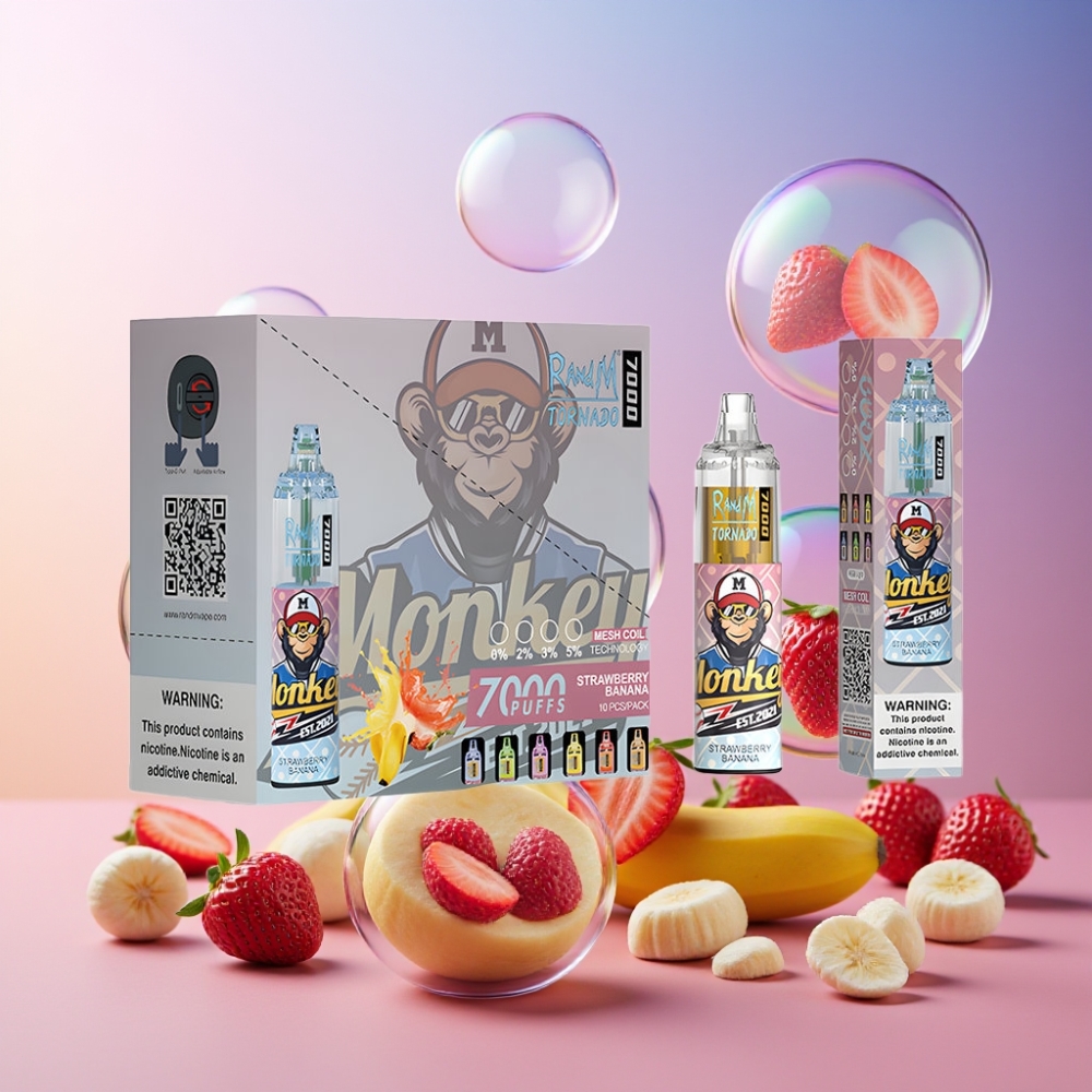 Fumot Tornado 7000 Einweg-Vape Erdbeer Banane - 7000 Züge, 14 ML, Mesh Coil, Schweiz Großhandel