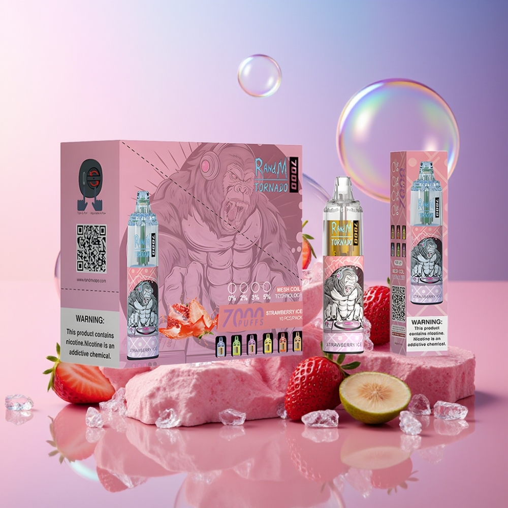 Fumot Tornado 7000 Einweg-Vape Erdbeer-Eis – 7000 Züge, 14 ML E-Liquid, Typ-C Port, Schweiz Großhandel