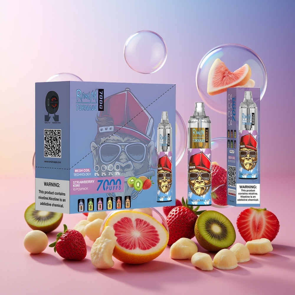 Fumot Tornado 7000 Einweg-Vape Erdbeer-Kiwi, 7000 Züge, 14 ML E-Liquid, Schweiz Großhandel