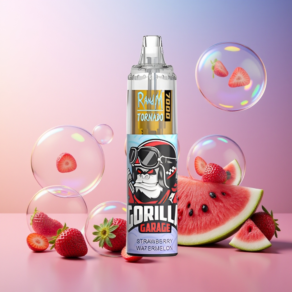 Fumot Tornado 7000 Einweg-Vape Erdbeer-Wassermelone mit 14 ML E-Liquid, 850 MAH Akku, Mesh Coil – Schweiz Großhandel