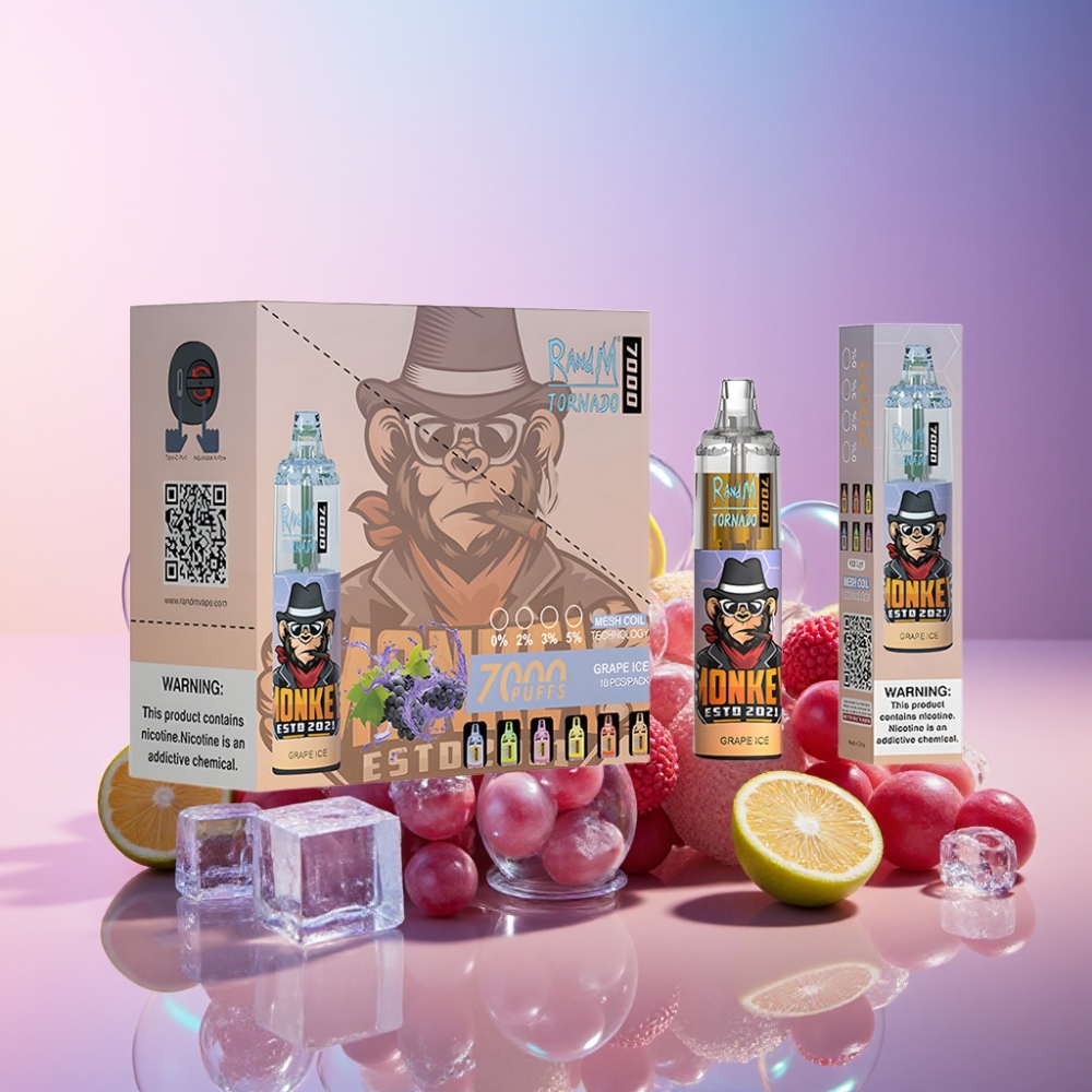 Fumot Tornado 7000 Einweg-Vape Grape Ice (Trauben-Eis) - 7000 Puffs, 14 ML E-Liquid, 850 MAH, Mesh Coil, Schweiz großhandel