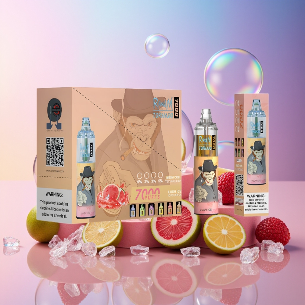 Fumot Tornado 7000 Einweg-Vape Lush Ice (Erfrischendes Eis) - 7000 Züge, 14 ML E-Liquid, 850 MAH, Mesh Coil, Schweiz Großhandel
