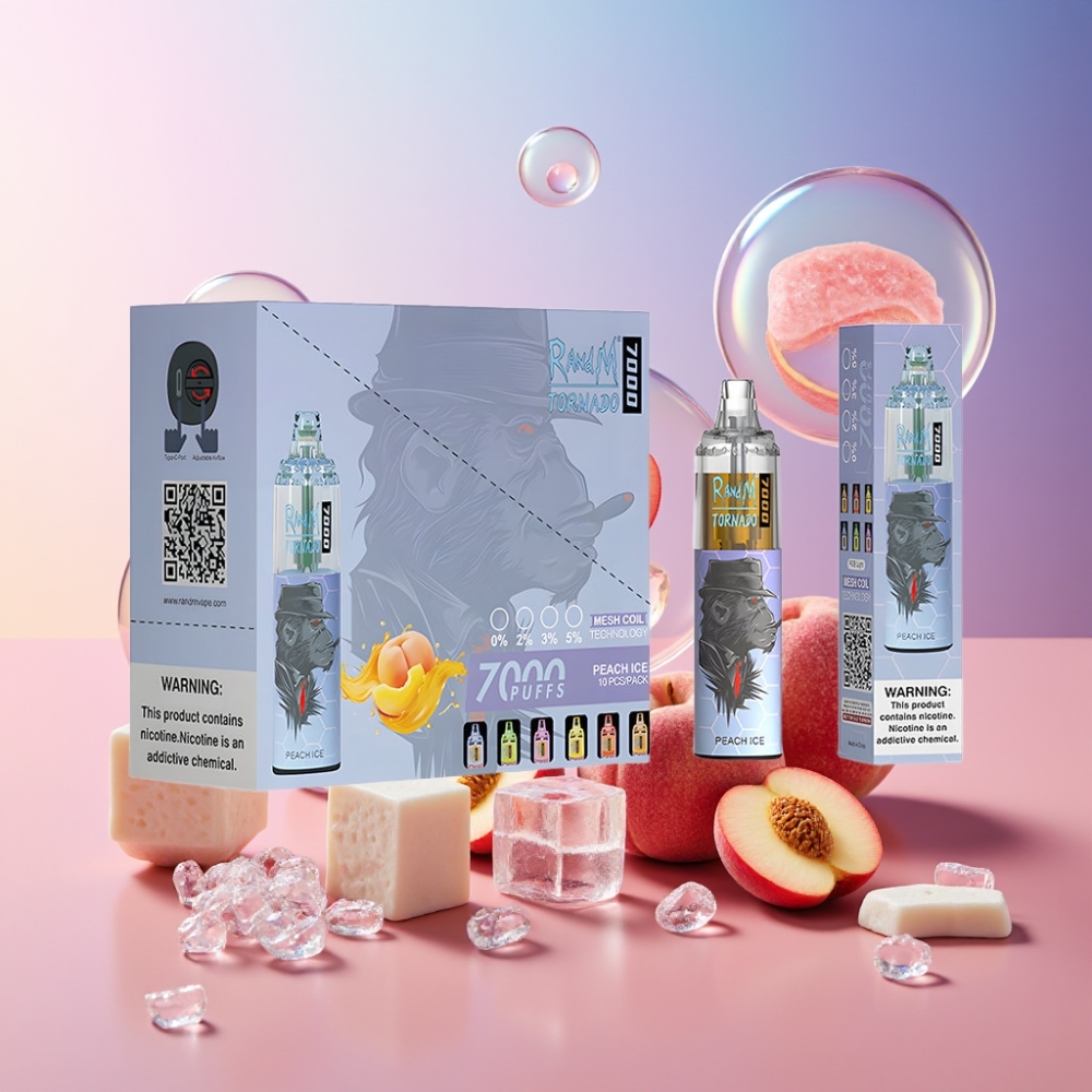 Fumot Tornado 7000 Einweg-Vape Pfirsich Eis - 7000 Puffs, 14 ML E-liquid, Mesh Coil, Schweiz großhandel