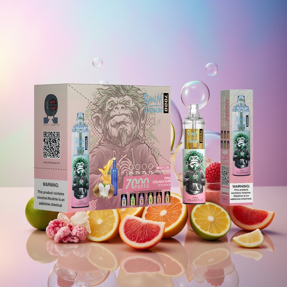 Fumot Tornado 7000 Einweg-Vape Pina Colada Rum mit 7000 Zügen, 14 ML E-Liquid, 850 MAH, Mesh Coil, Schweiz großhandel