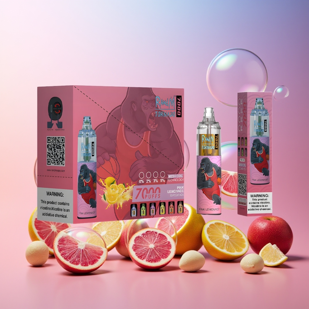 Fumot Tornado 7000 Einweg-Vape Pink Lemonade (Rosa Zitronenlimonade) – 7000 Puffs, 14 ML E-Liquid, 850 MAH, Mesh Coil, Schweiz Großhandel