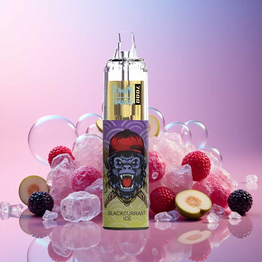 Fumot Tornado 7000 Einweg-Vape Schwarzbeer-Eis, 7000 Züge, 14 ML E-Liquid, 850 MAH, Schweiz Großhandel