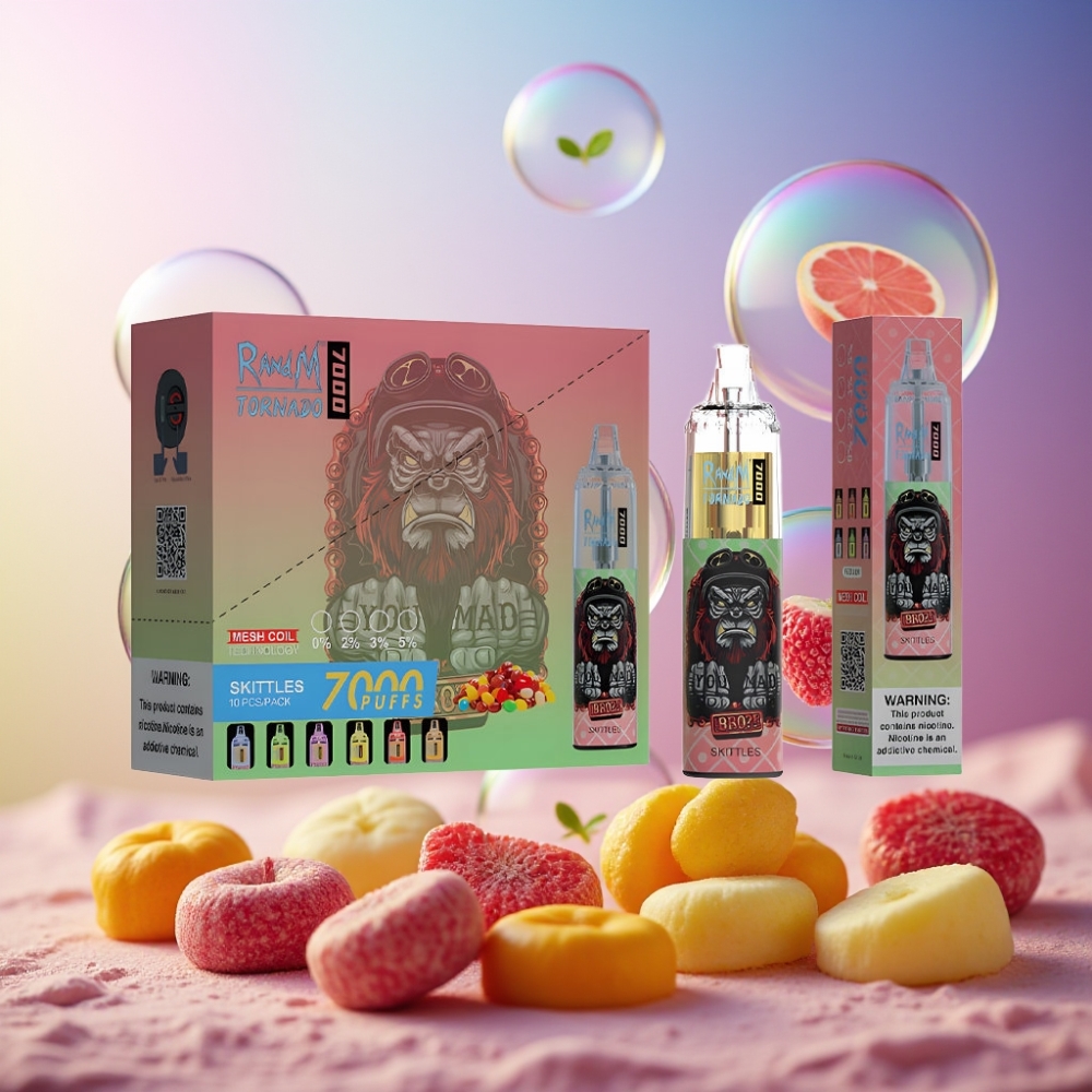 Fumot Tornado 7000 Einweg-Vape Skittles (7000 Züge, 14 ML E-Liquid, 850 MAH, Mesh Coil, Typ-C, Schweiz Großhandel)