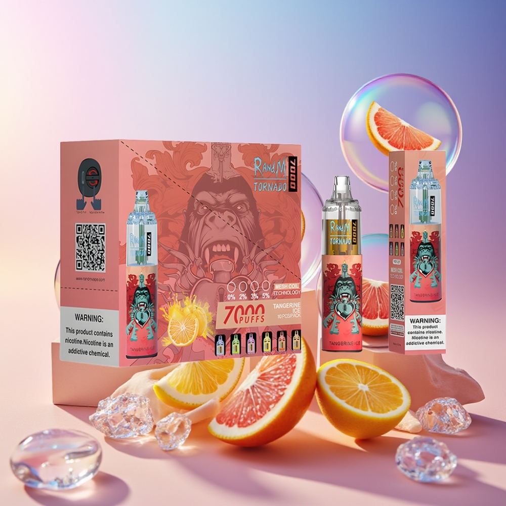 Fumot Tornado 7000 Einweg-Vape Tangerine Eis - 7000 Puffs, 14 ML E-Liquid, 850 MAH, Mesh Coil, Schweiz großhandel