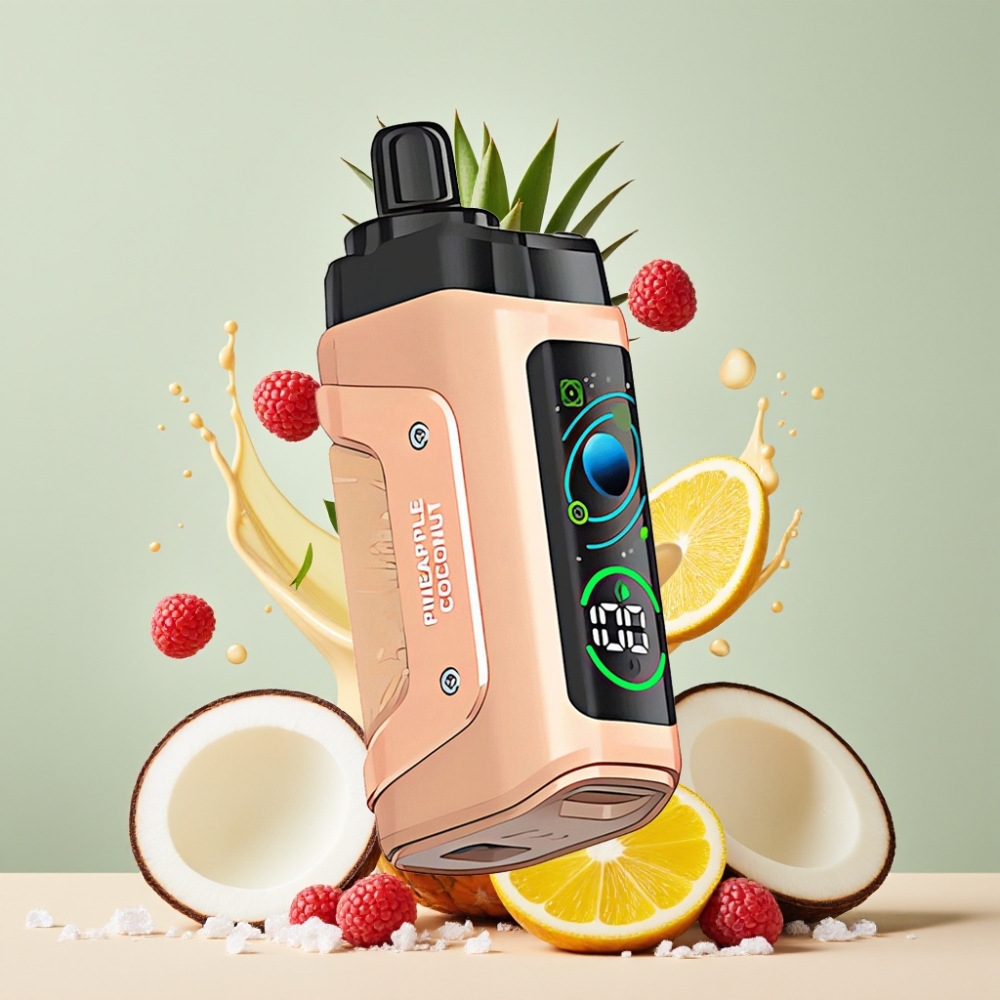 Razz Bar 45000 Puffs Einweg-Vape Ananas Kokos – 45000 Züge, 1.0 Ohm Mesh Coil, Typ-C-Aufladung, Schweiz Großhandel