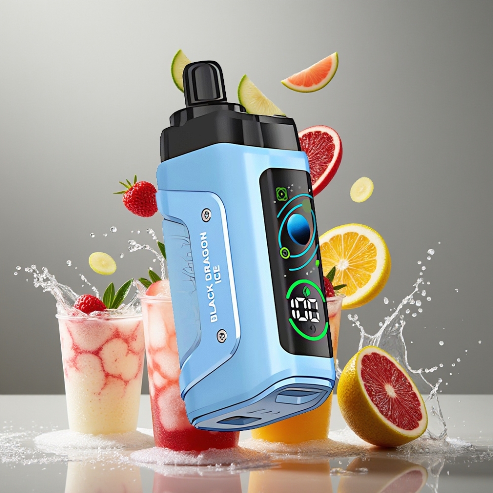 Razz Bar 45000 Puffs Einweg-Vape Schwarz Drachen Eis – 45000 Züge, 1.0 Ohm Mesh Coil, Typ-C Aufladbar, Schweiz Großhandel