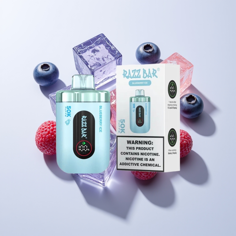 Razz Bar 50K Puffs Einweg-Vape Blaubeer-Eis – 50000 Züge, 1.0 Ohm Mesh Coil, 650 mAh Akku, Schweiz Großhandel