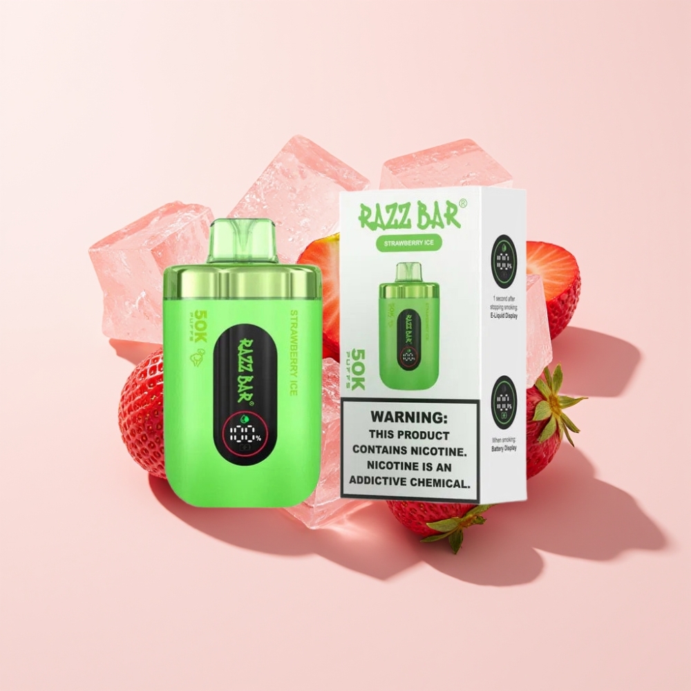 Razz Bar 50K Puffs Einweg-Vape Erdbeer-Eis – 50000 Puffs, 1.0 Ohm Mesh Coil, Typ-C aufladbar, Schweiz Großhandel