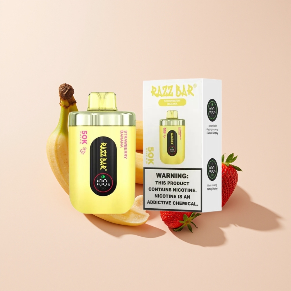 Razz Bar 50K Puffs Einweg-Vape Erdbeere Banane – 50000 Züge, 1.0 Ohm Mesh Coil, Type-C, Schweiz Großhandel