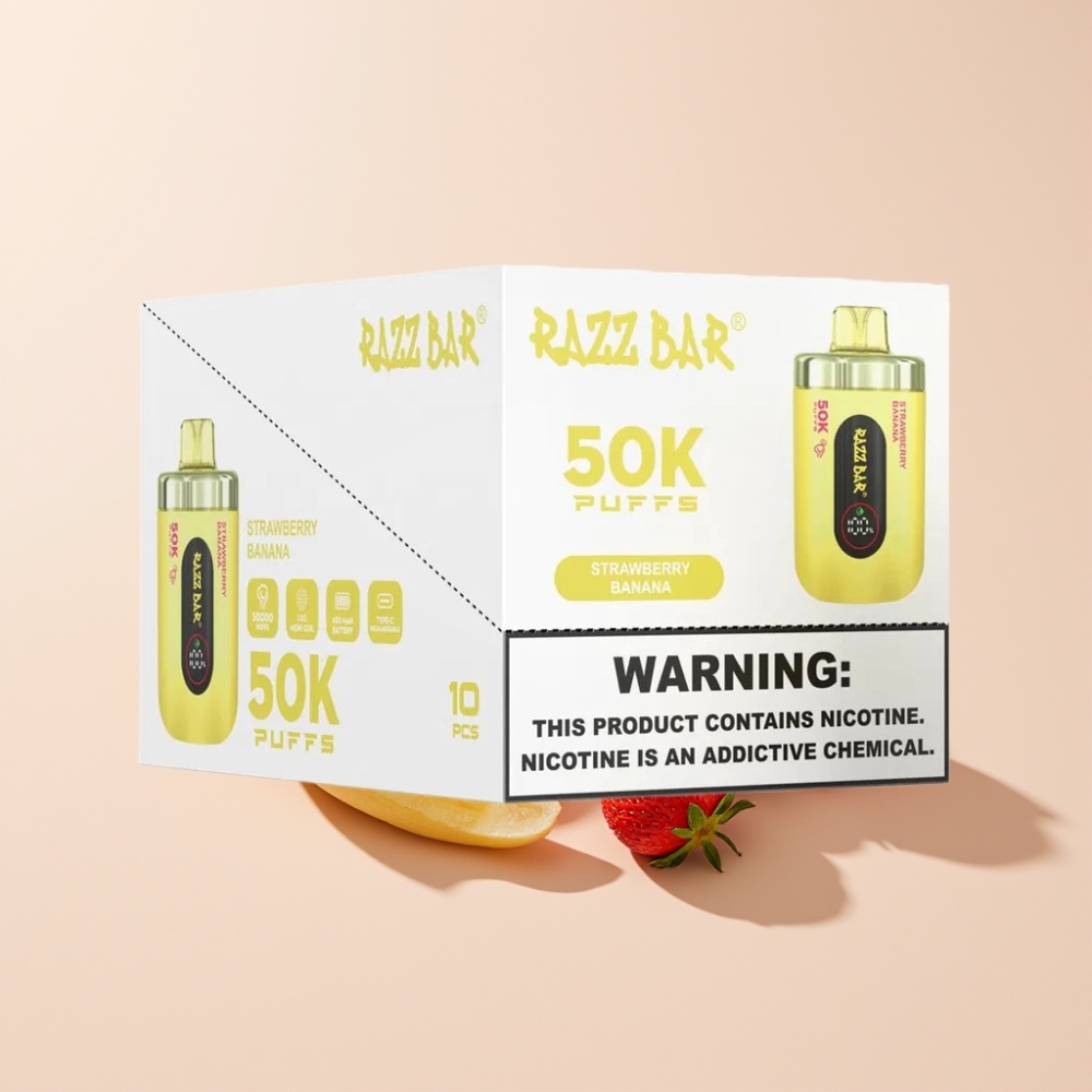 Razz Bar 50K Puffs Einweg-Vape Erdbeere Banane – 50000 Züge, 1.0 Ohm Mesh Coil, Type-C, Schweiz Großhandel