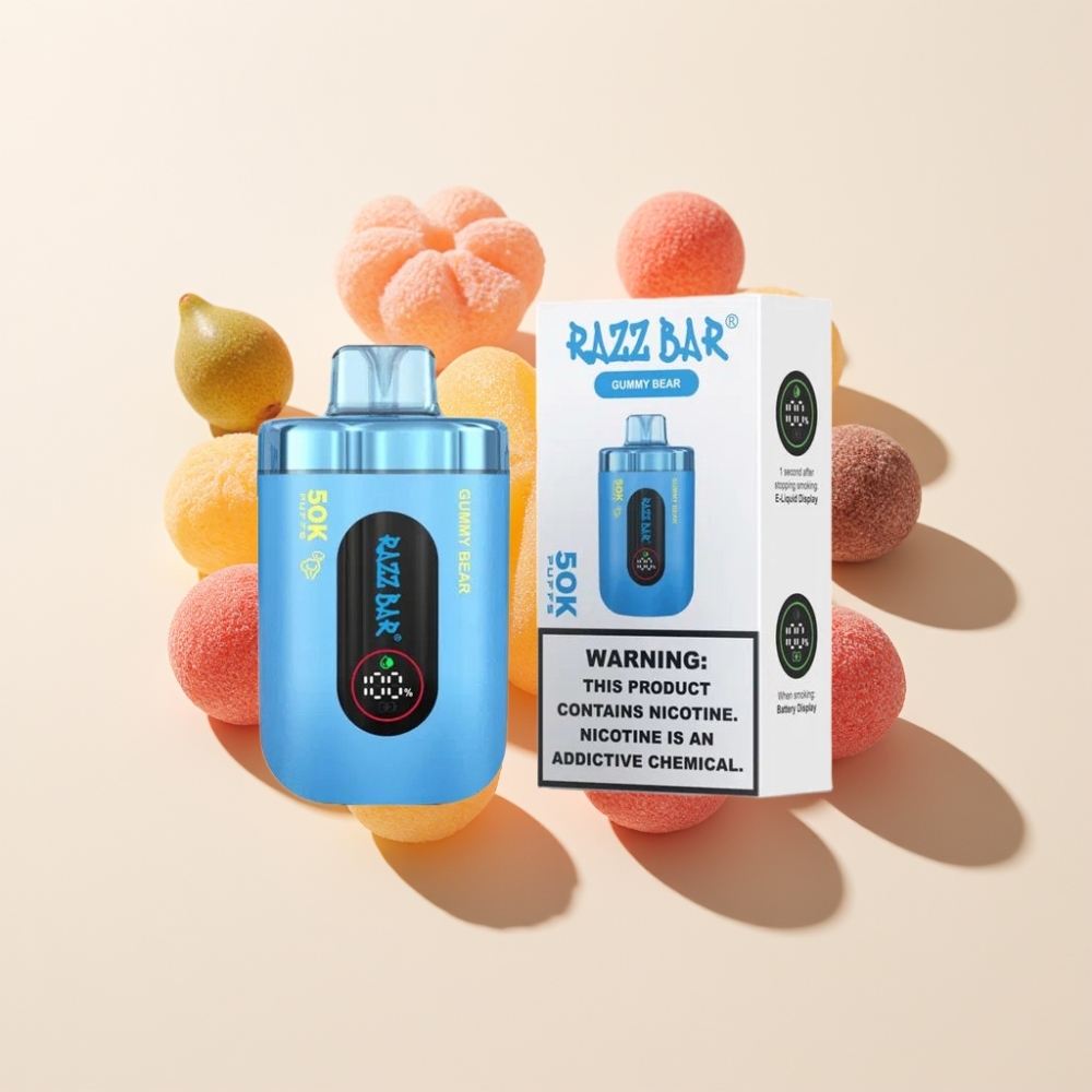 Razz Bar 50K Puffs Einweg-Vape Gummibär – 50000 Züge, 1.0 Ohm Mesh Coil, 650 mAh Akku, Schweiz Großhandel
