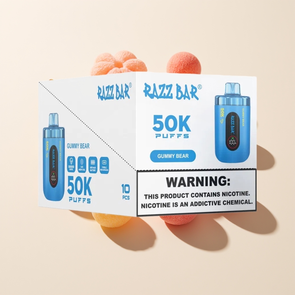 Razz Bar 50K Puffs Einweg-Vape Gummibär – 50000 Züge, 1.0 Ohm Mesh Coil, 650 mAh Akku, Schweiz Großhandel