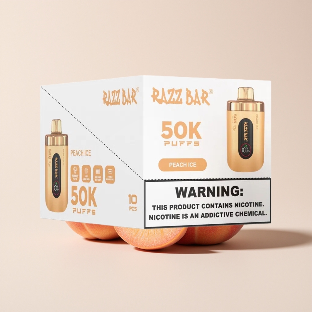Razz Bar 50K Puffs Einweg-Vape Pfirsich Eis 50000 Puffs 1.0 Ohm Mesh Coil Schweiz großhandel