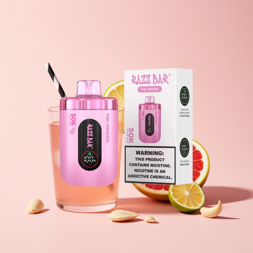 Razz Bar 50K Puffs Einweg-Vape Pink Lemonade (bis zu 50000 Züge, 1.0 Ohm Mesh Coil, 650 mAh Akku, Typ-C aufladbar) Schweiz großhandel