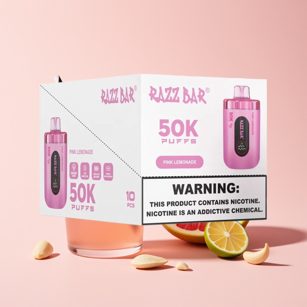 Razz Bar 50K Puffs Einweg-Vape Pink Lemonade (bis zu 50000 Züge, 1.0 Ohm Mesh Coil, 650 mAh Akku, Typ-C aufladbar) Schweiz großhandel