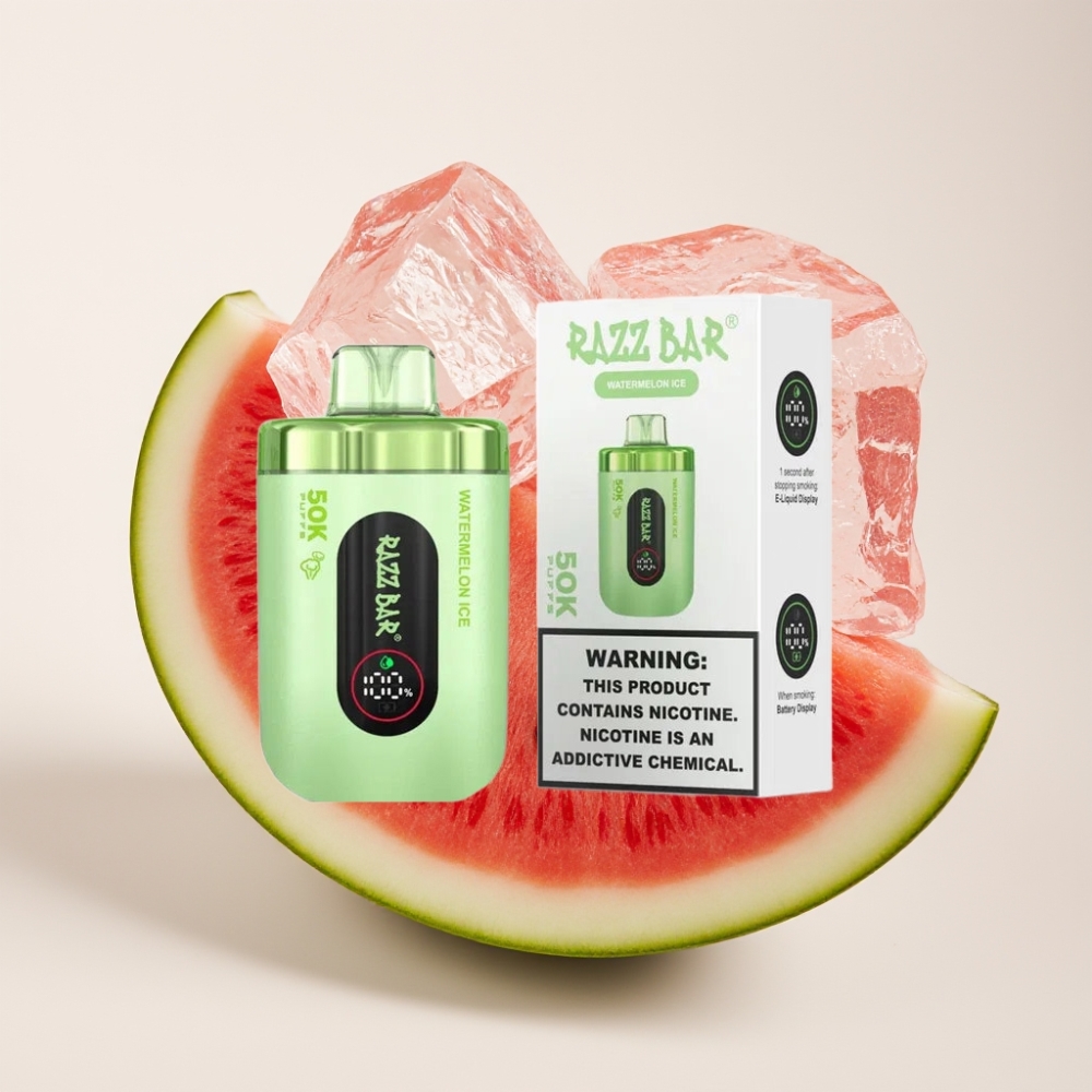 Razz Bar 50K Puffs Einweg-Vape Wassermelone-Eis – 50000 Züge, 1.0 Ohm Mesh Coil, 650 mAh Akku, Schweiz Großhandel