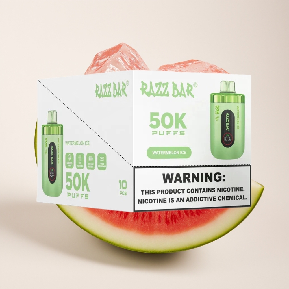Razz Bar 50K Puffs Einweg-Vape Wassermelone-Eis – 50000 Züge, 1.0 Ohm Mesh Coil, 650 mAh Akku, Schweiz Großhandel