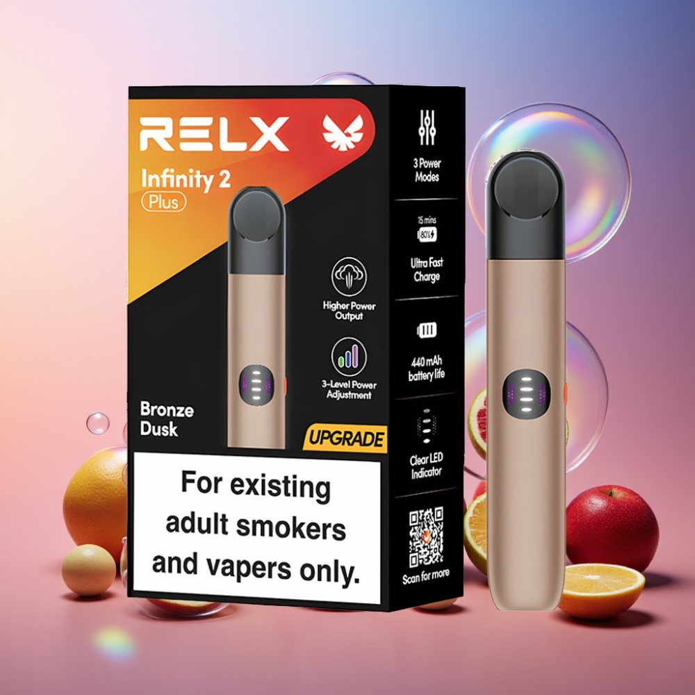 RELX Infinity 2 Plus Gerät Bronze Dämmerung – 3 einstellbare Modi, 440mAh Akku, Type-C, Schweiz Großhandel