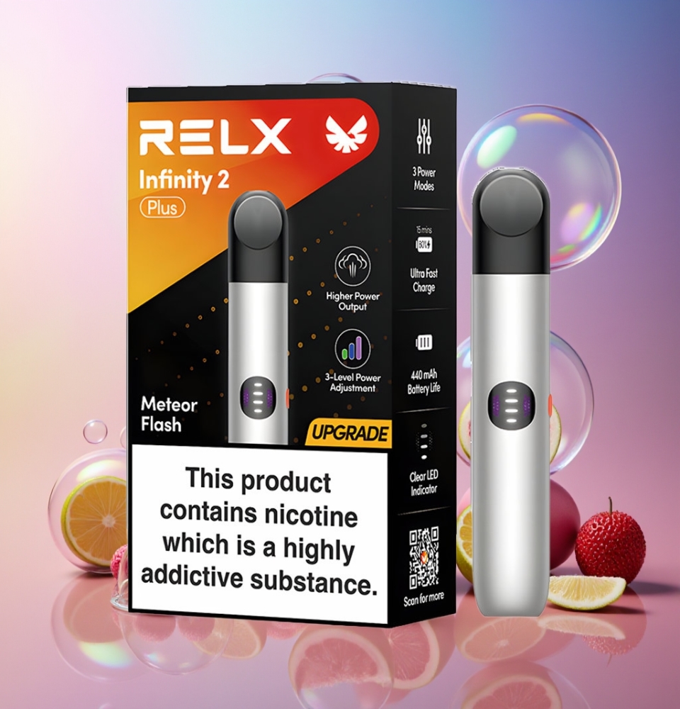 RELX Infinity 2 Plus Gerät Meteor Flash – Schweiz Großhandel, 3 einstellbare Modi, 6.5W/8W/10W, 440mAh Akku, Typ-C
