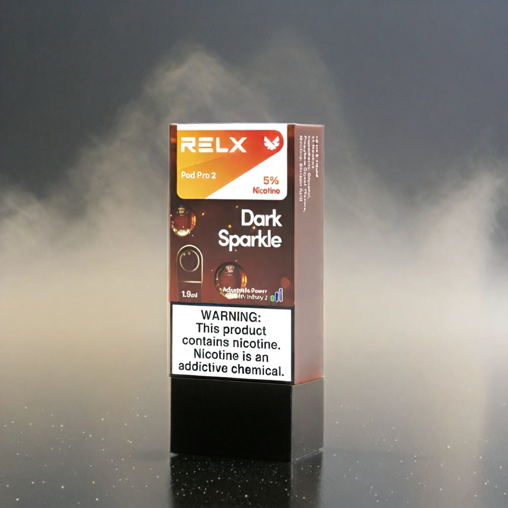 RELX Pod Pro 2 Schweiz Großhandel – 5% Nikotin, 600 Züge, 3 Spannungsstufen, Dark Sparkle