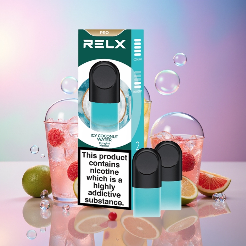 RELX Pod Pro Icy Kokoswasser – 1,8% Nikotin, 1,9 ml Pod, Großartiger Geschmack & Super Smooth Experience – Schweiz Großhandel