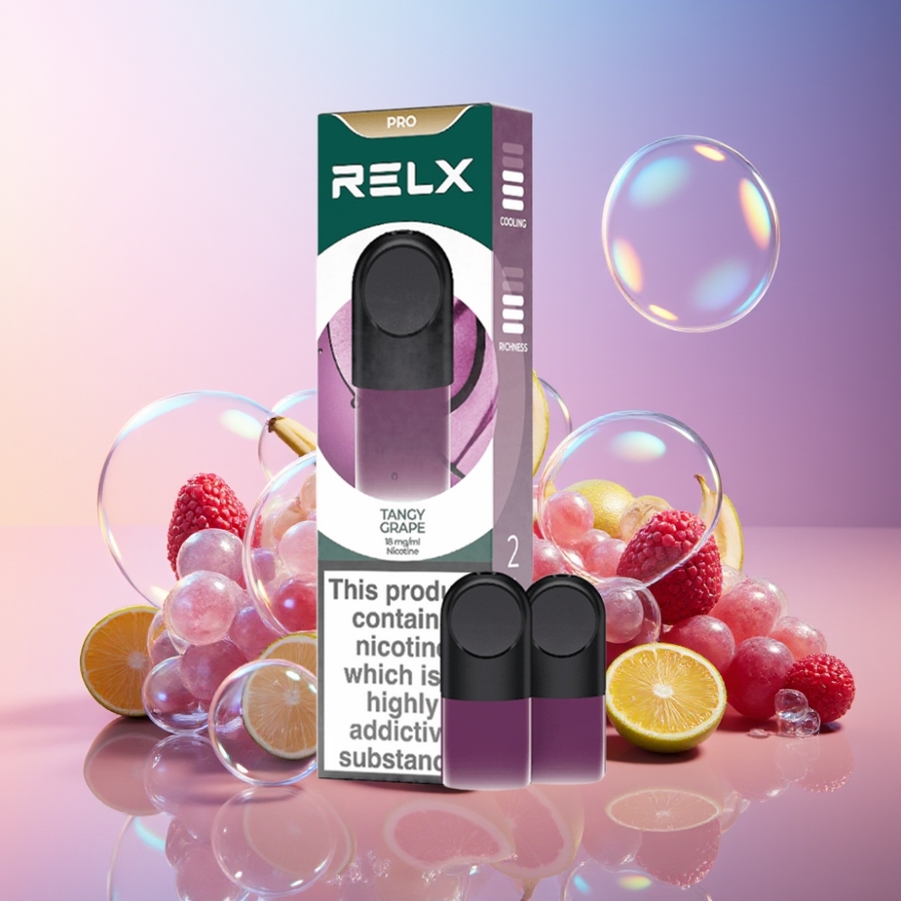RELX Pod Pro Schweiz Großhandel – 1,8% Nikotin, 1,9 ml, Super Smooth Experience, Sauer Traube