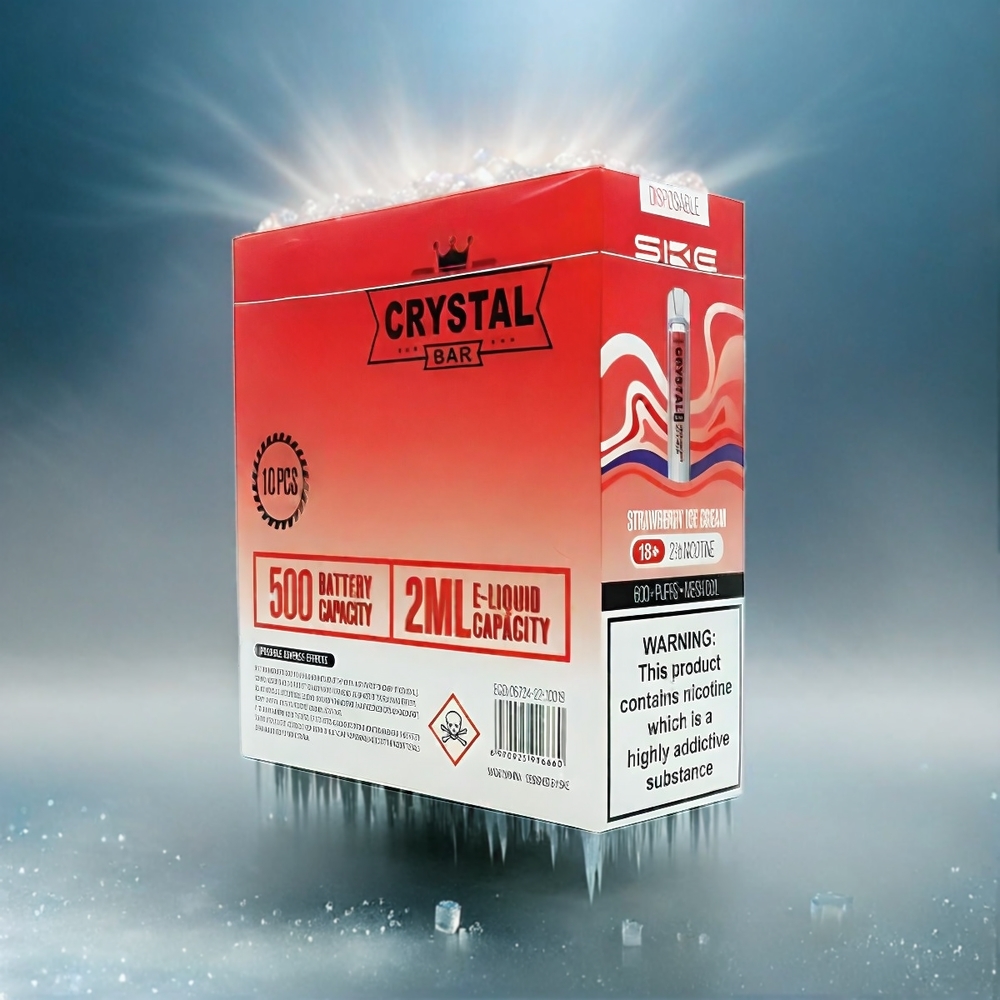 SKE Crystal BAR 600 0% 2% Nikotin 500mAh 600 Puffs Schweiz Großhandel Erdbeer-Eiscreme