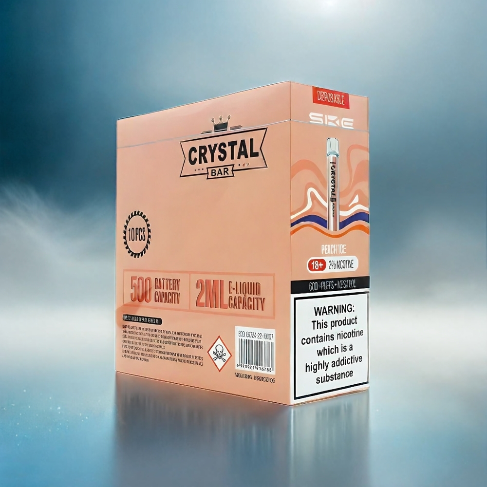 SKE Crystal BAR 600 0% 2% Nikotin 500mAh 600 Puffs Schweiz großhandel Peach Ice