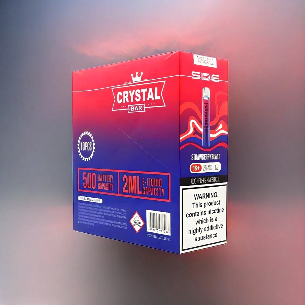 SKE Crystal BAR 600 Erdbeer-Explosion – 0% & 2% Nikotin, 600 Züge, 500mAh Akku, Schweiz Großhandel