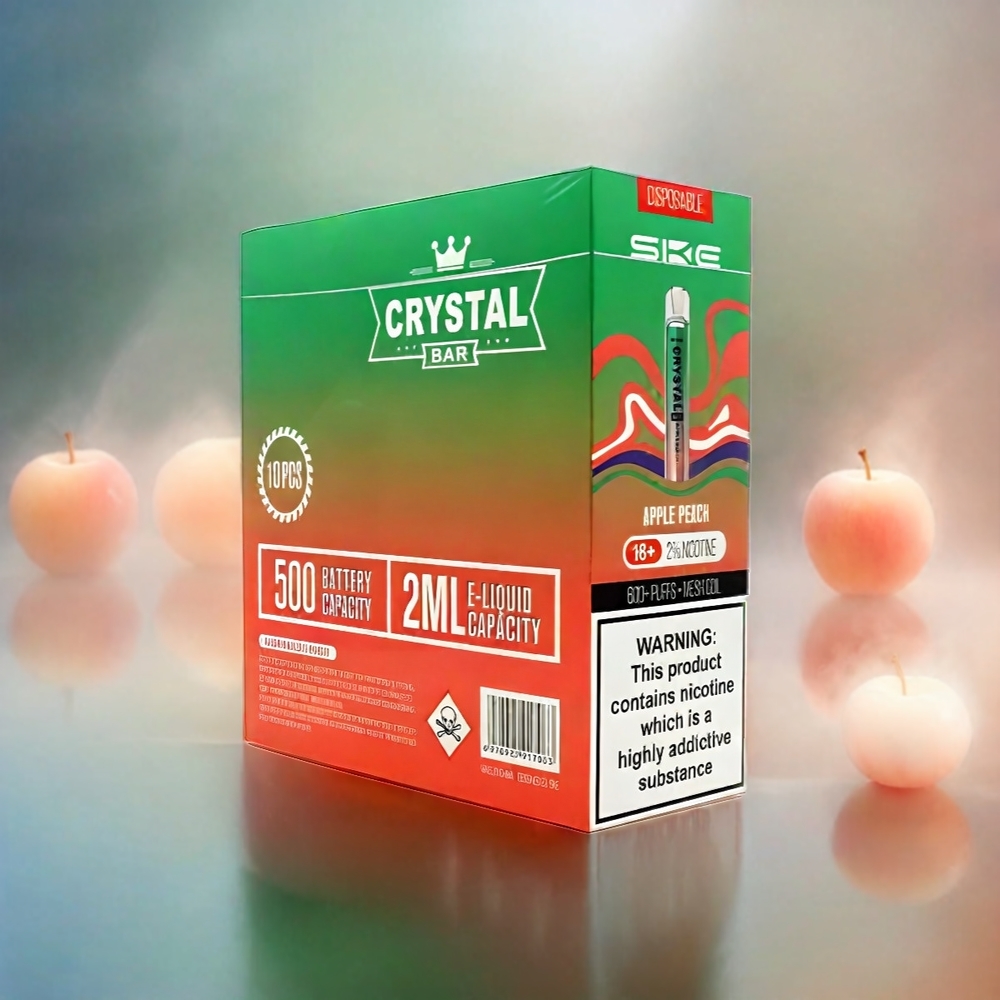 SKE Crystal BAR 600 Schweiz Großhandel 0% & 2% Nikotin 500mAh 600 Puffs Apple Peach (Apfel Pfirsich)