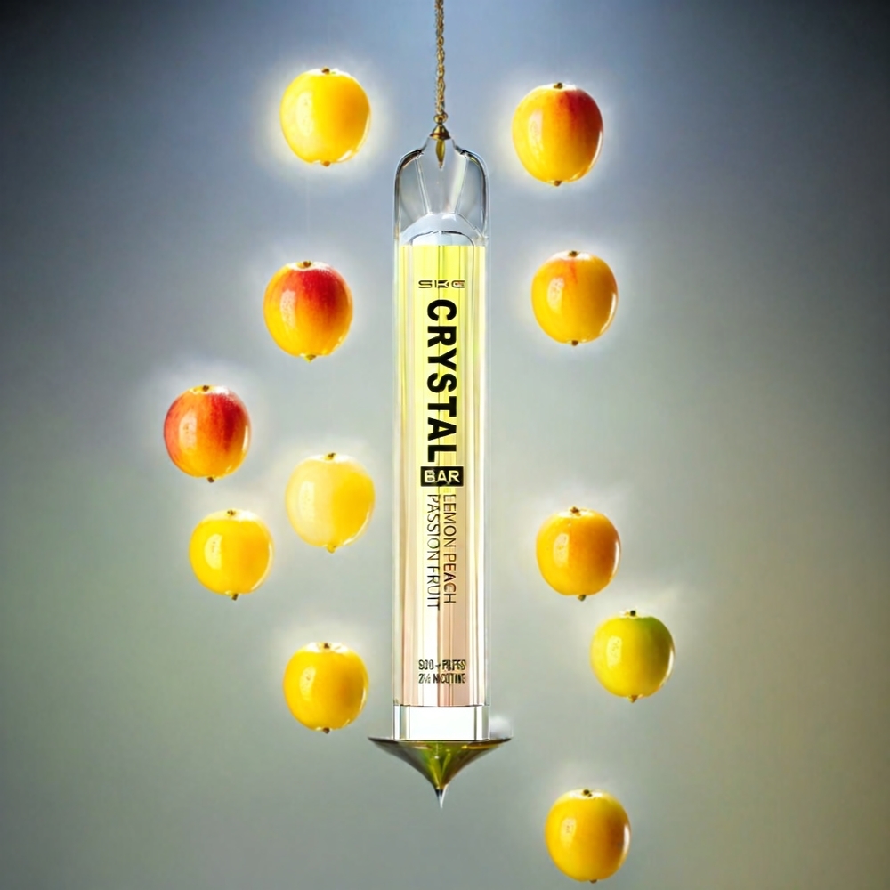 SKE Crystal BAR 600 Schweiz Großhandel – 0%/2% Nikotin, 500mAh, 600 Puffs, Zitrone-Pfirsich-Passionsfrucht