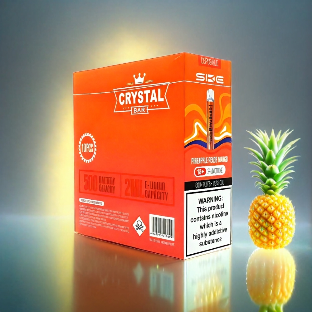 SKE Crystal BAR 600 Schweiz Großhandel – 0%/2% Nikotin, 500mAh, 600 Züge, Ananas Pfirsich Mango