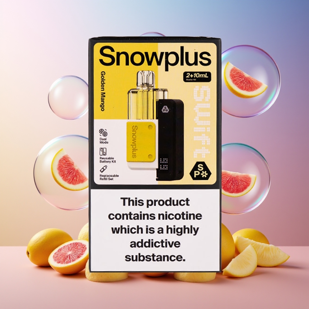 Snowplus Swift 5000 Puffs Prefilled Pod Kit Golden Mango (Goldene Mango) – 1000 mAh, 2+10 ml, Dual Mesh, Schweiz Großhandel