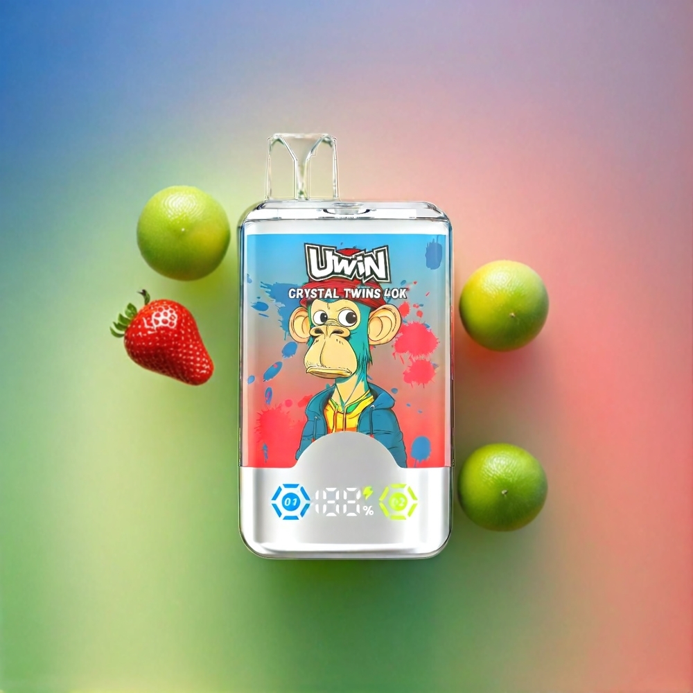 UWIN Crystal Twins 40000 Puffs Schweiz Großhandel - 2 Geschmacksrichtungen, 32ml, Typ-C Aufladung, 850mAh - Erdbeere Wassermelone Zitrone Limette