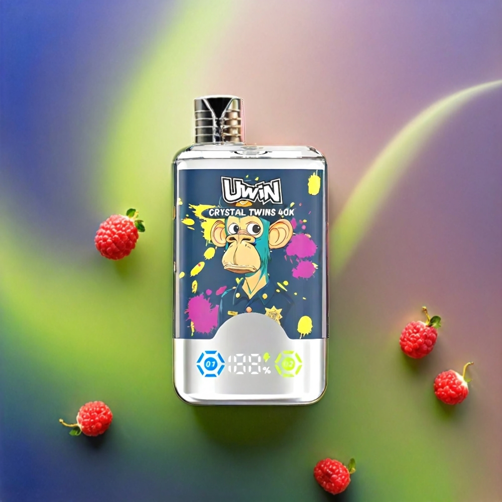 UWIN Crystal Twins 40000 Puffs Schweiz Großhandel – 32ml, 0,6 Ohm Mesh Coil, Typ-C Ladung, Kiwi Passionfruit Guave Himbeere Blaubeere