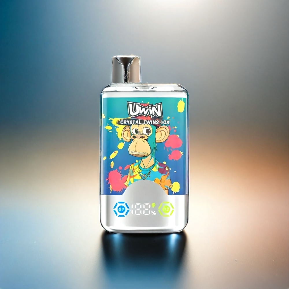 UWIN Crystal Twins 40000 Puffs Schweiz Großhandel mit 32ml E-Liquid, 850mAh Akku und Typ-C-Ladung - Blaubeer-Eis & Sommer-Pfirsich-Eis