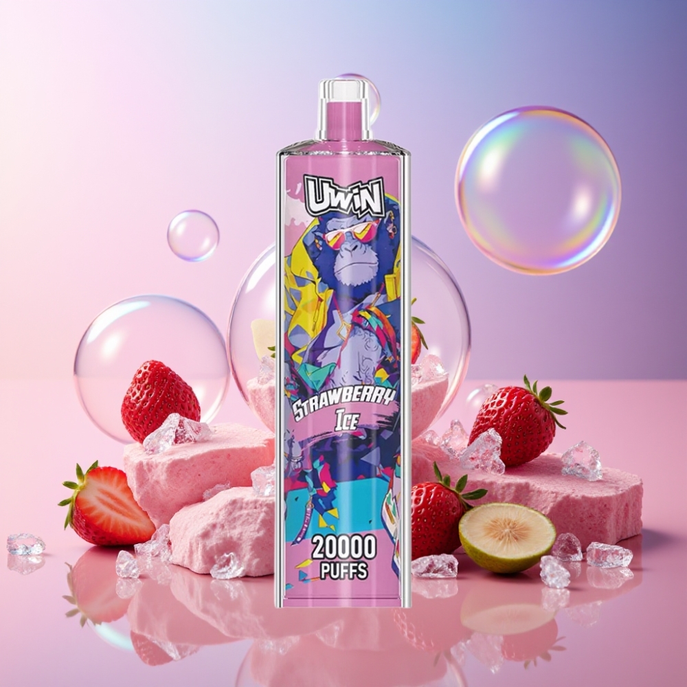 Uwin Shisha Hookah Crystal 20000 Puffs Erdbeer-Eis, 0% 2% 3% 5% Nikotin, 22ml, 650 mAh, Type-C, Mesh Coil, Schweiz Großhandel