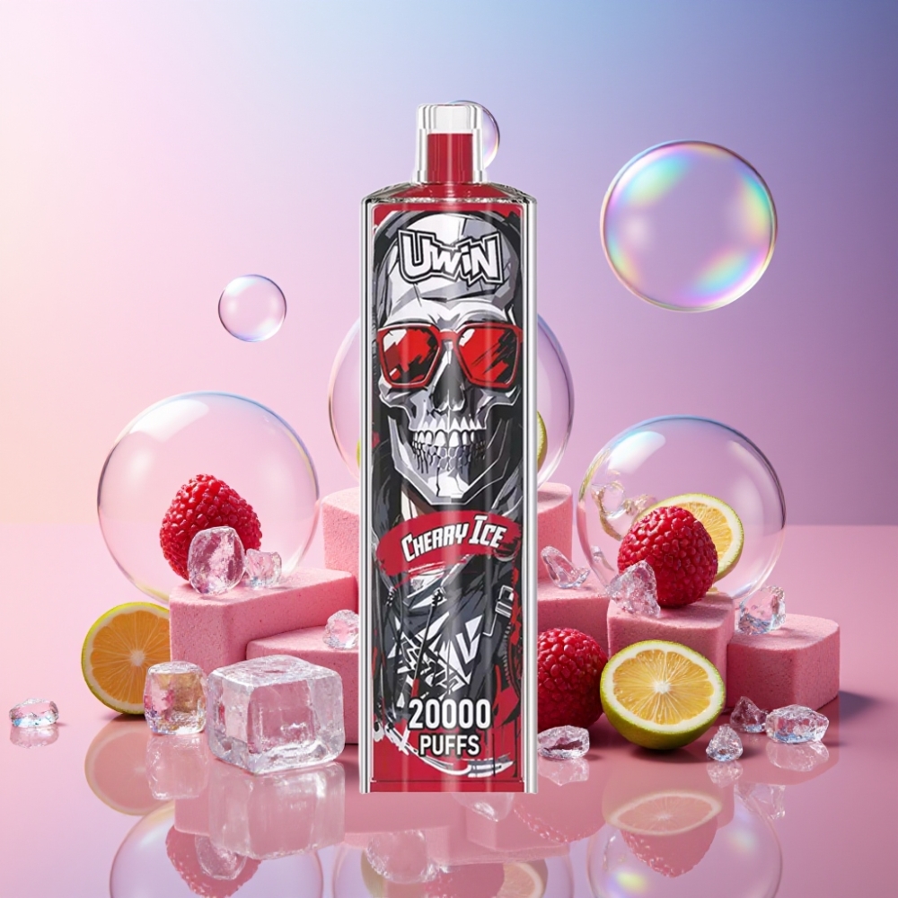 Uwin Shisha Hookah Crystal 20000 Puffs Kirsch-Eis 22ml 650 mAh Mesh Coil Typ-C Schweiz Großhandel