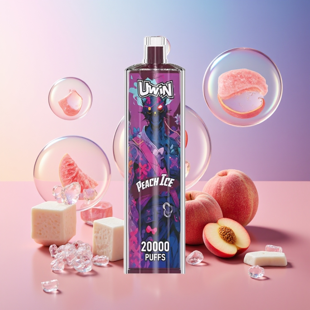 Uwin Shisha Hookah Crystal 20000 Puffs Pfirsich Eis, 0/2/3/5% Nikotin, 22ml, 650 mAh, Schweiz Großhandel