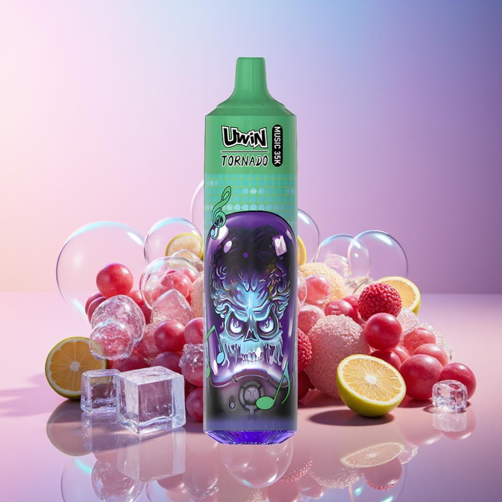 Uwin Tornado 35K Music Einweg-Vape Grape Ice (35.000 Züge, 600mAh, Typ-C, Schweiz Großhandel)