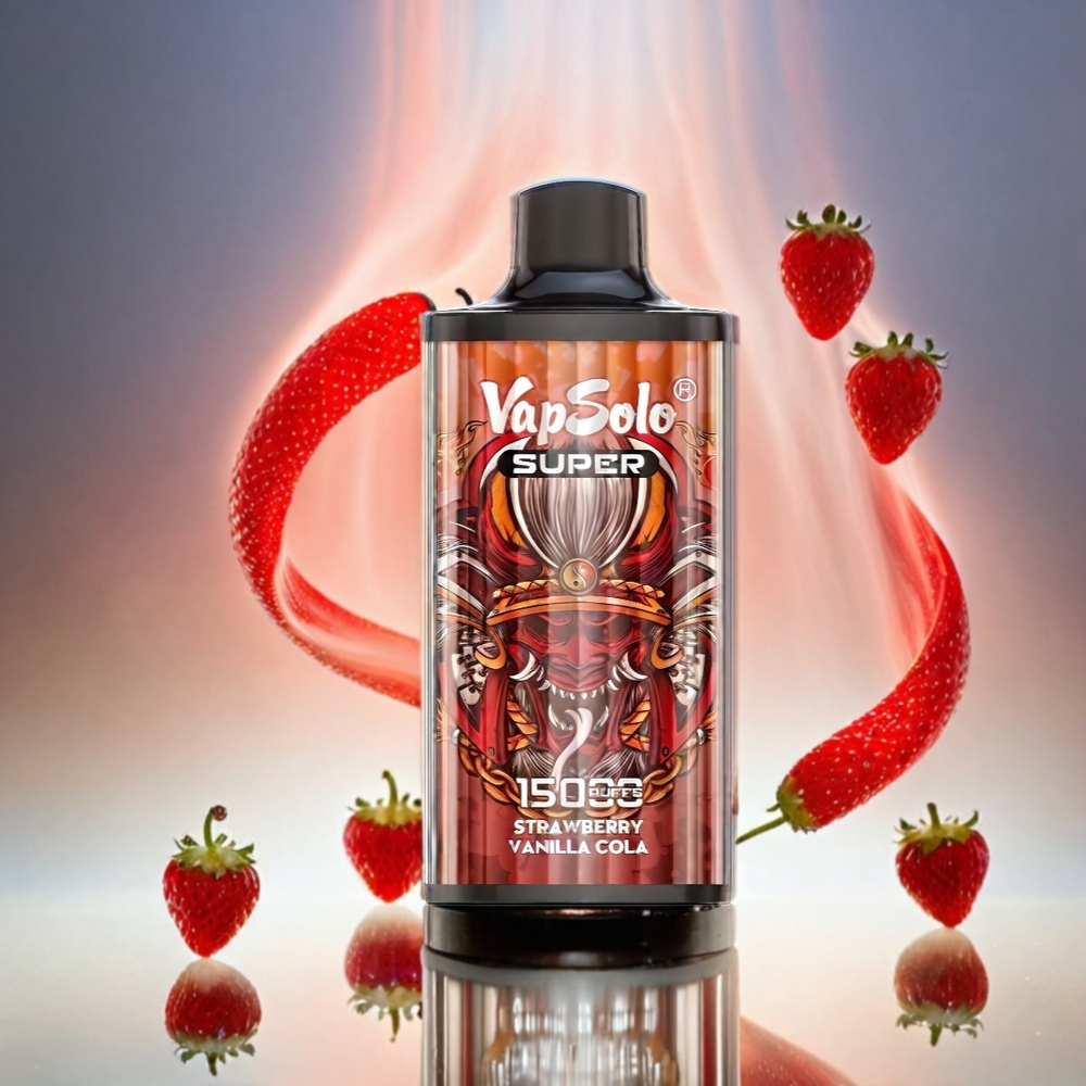 Vapsolo Super 15000 Puffs Schweiz Großhandel – Erdbeer Vanille Cola, 40ml E-Liquid, 850mAh Mesh Coil, Type-C