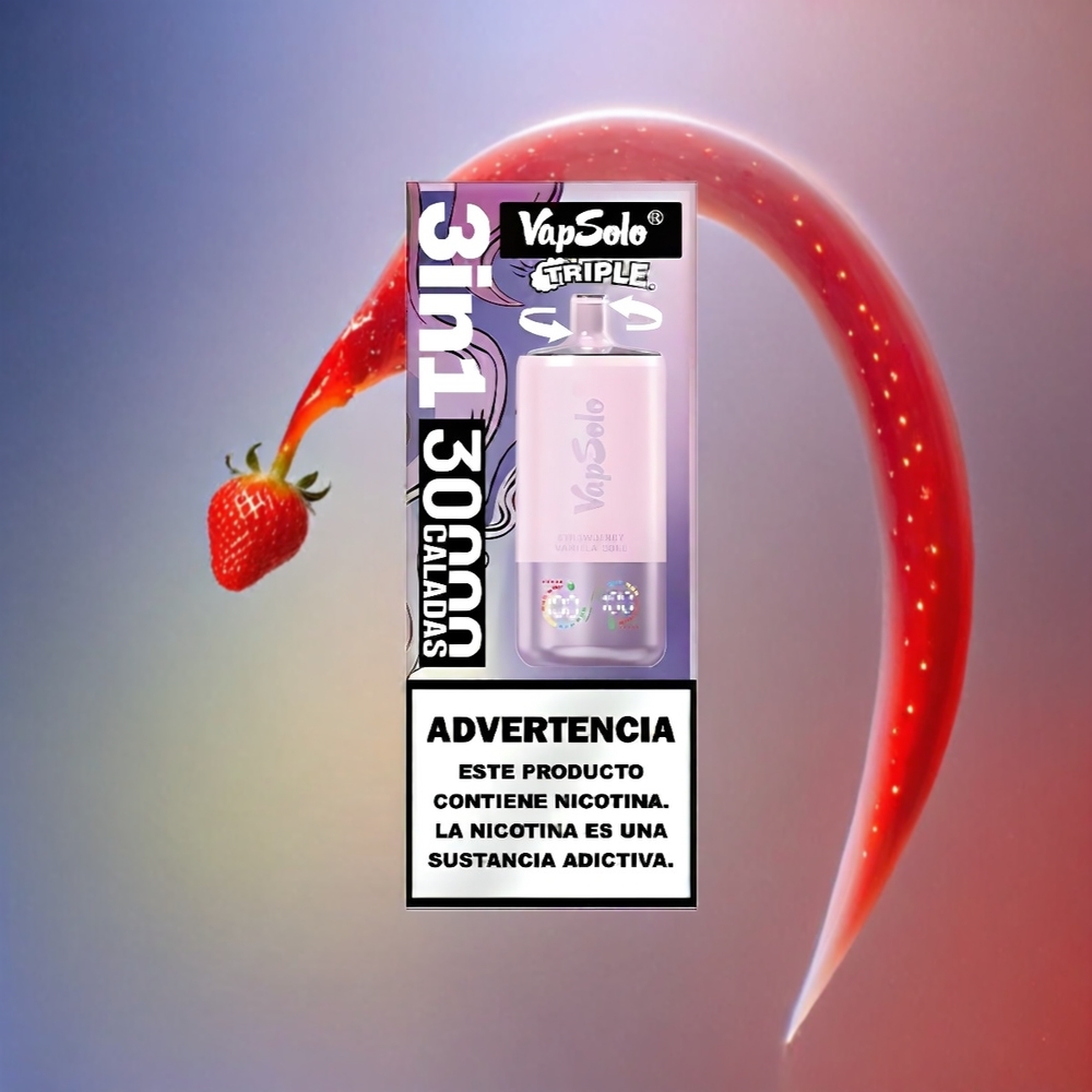 VapSolo Tripe 30000 Puffs Schweiz Großhandel – 40ml E-Liquid, 20/50 mg/ml, Typ-C – Erdbeer Vanille Cola