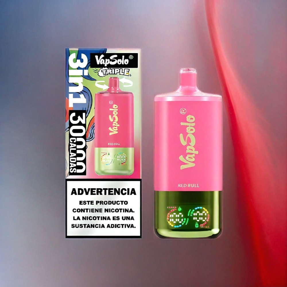 VapSolo Tripe 30000 Puffs Schweiz Großhandel – 40ml E-Liquid, 3 Öltanks, Type-C Ladeanschluss, Red Bull Geschmack