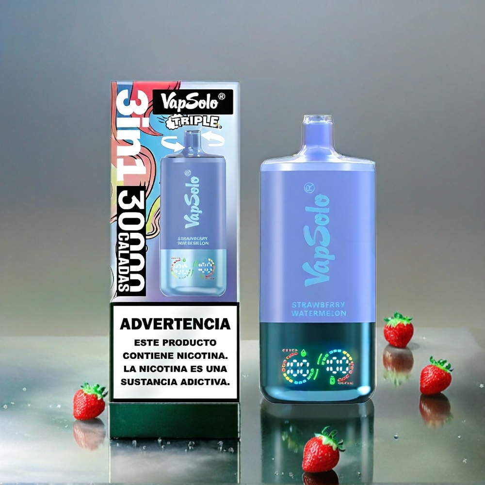 VapSolo Tripe 30000 Puffs – Strawberry Watermelon & Blueberry Ice (40ml, Type-C, 30000 Puffs) Schweiz Großhandel
